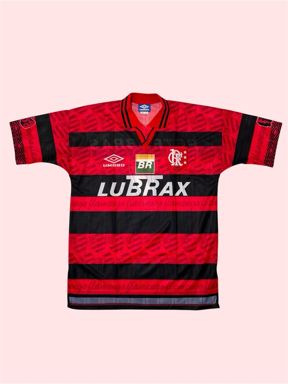 Vintage 90s Umbro 1995 Flamengo Brazil Home Football #7 Soccer Jersey Kit Large